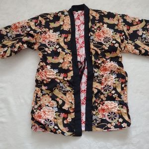 Haori reversible kimono jacket contrast trim unisex